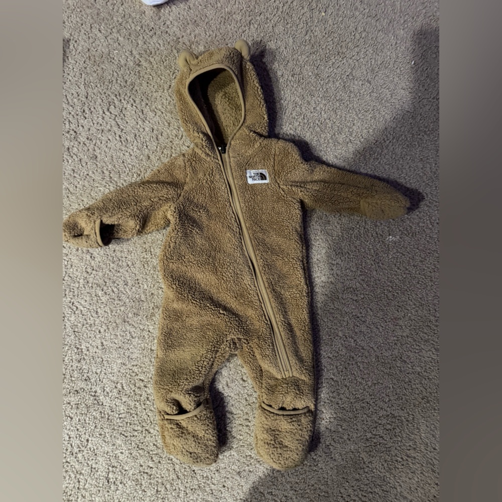 The North Face Tan Sherpa Fleece Hooded bunting